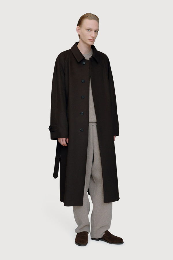ssstein Wool Cashmere Raglan Sleeve Balmacaan Coat - Dark Brown