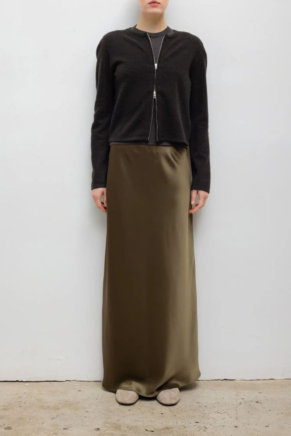 Leset Jesse Felted Lambswool Zip Cardigan - Chocolate