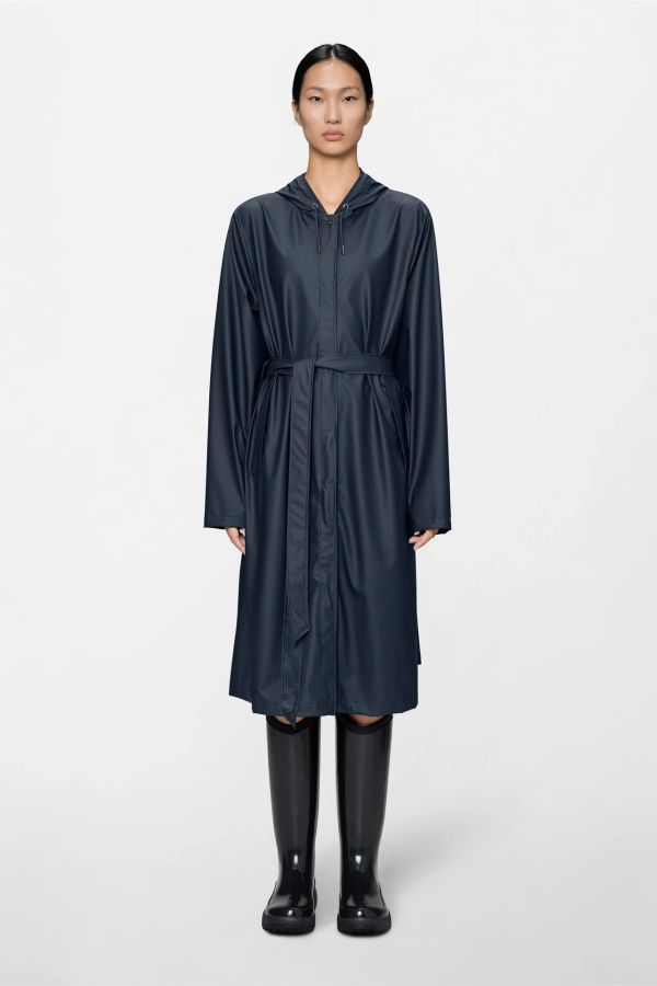 Rains A-Line Longer Jacket - Navy