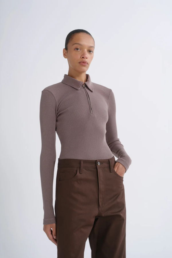 AGOLDE Amica Zip Polo - Mauvine (Mauve)
