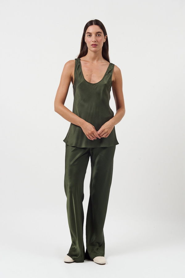 Silk Laundry Bias Cut Pants - Cedar
