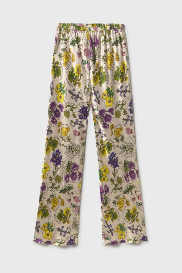 Silk Laundry Bias Cut Pants - Endangered Flowers