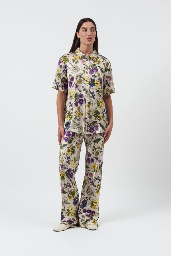 Silk Laundry Bias Cut Pants - Endangered Flowers