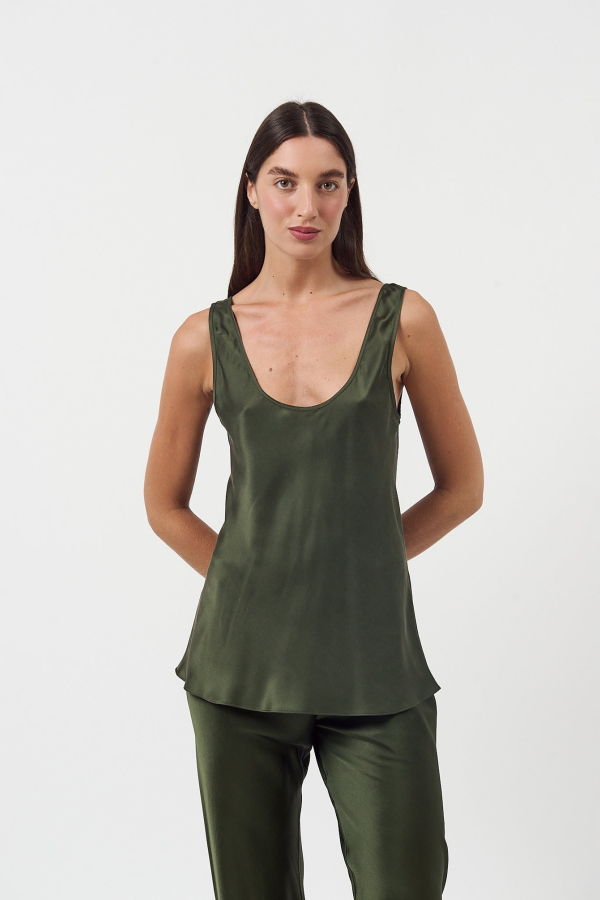 Silk Laundry Scoop Neck Tank - Cedar