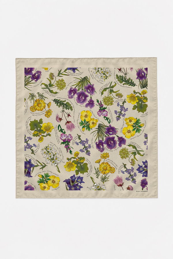 Silk Laundry Twill Scarf - Endangered Flowers