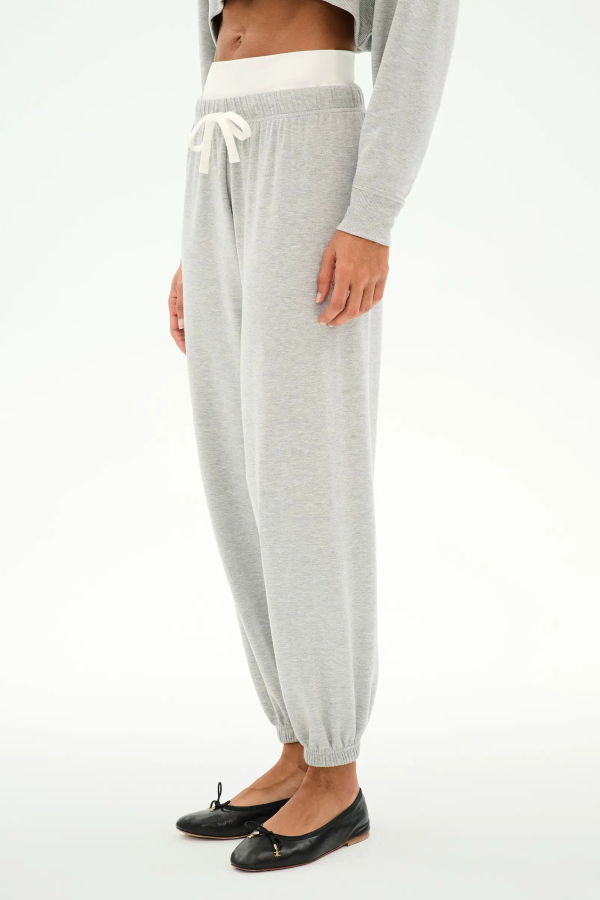 SPLITS 59 Andie Dual Waist Sweatpant - Heather Grey/White