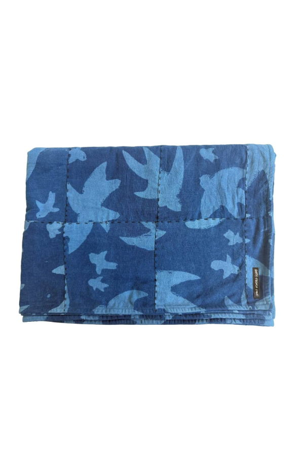 Happy French Gang One of a Kind Indigo Libert 75x55in Throw
