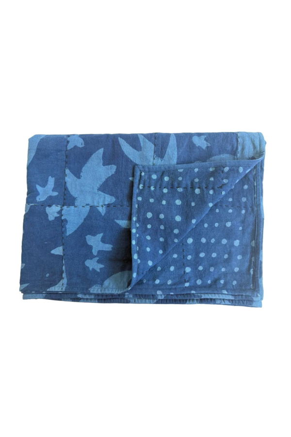 Happy French Gang One of a Kind Indigo Libert 75x55in Throw