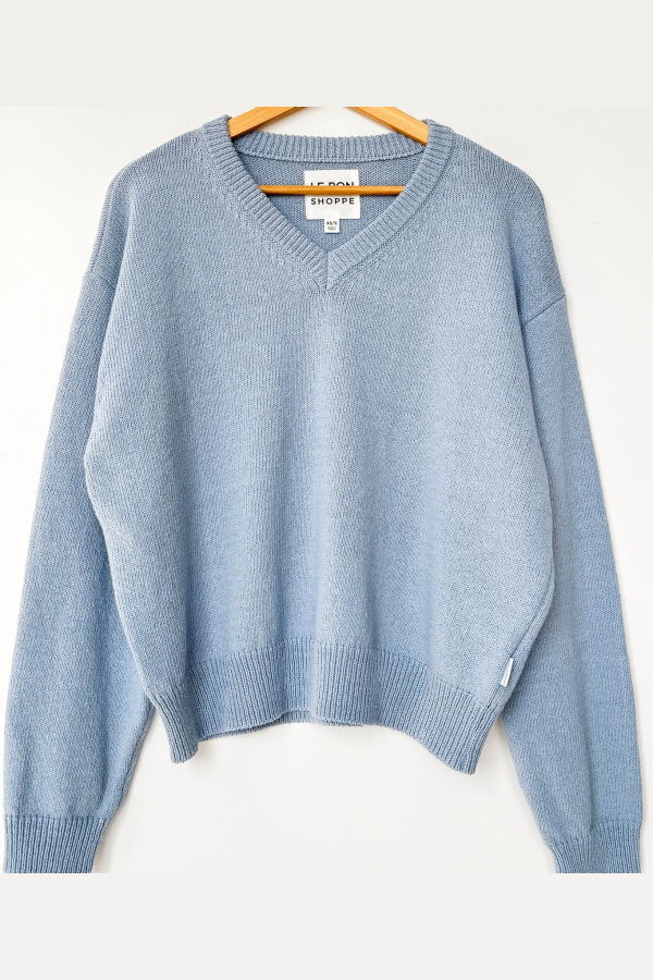 Le Bon Shoppe Abby Cotton V-Neck Sweater - Cornflower