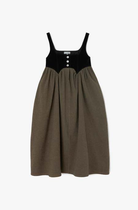 Ganni Ribbon Tulle Flounce Midi Dress - Black | Garmentory