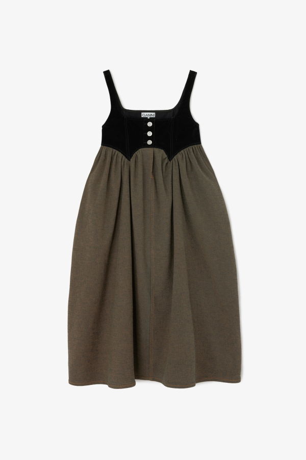 Ganni Neppy Denim Spencer Midi Dress