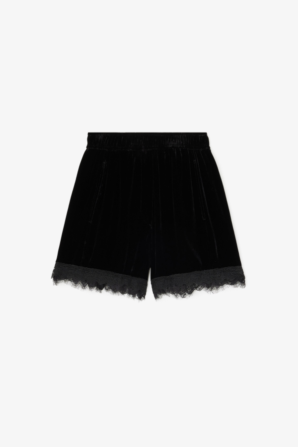 Ganni Viscose Silk Velvet Lace Shorts