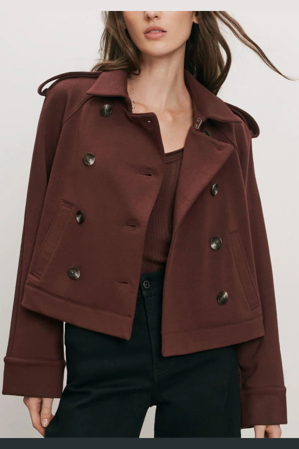 Veronica Beard Cropped Conneley Trench Coat - Burgundy