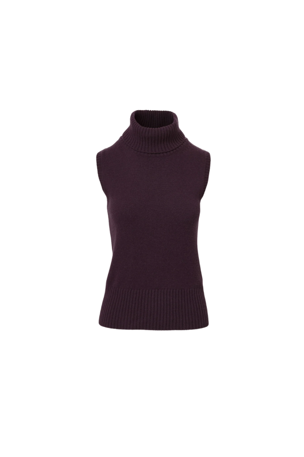 Veronica Beard Mazzy Cashmere Shell Tank - Dark Eggplant