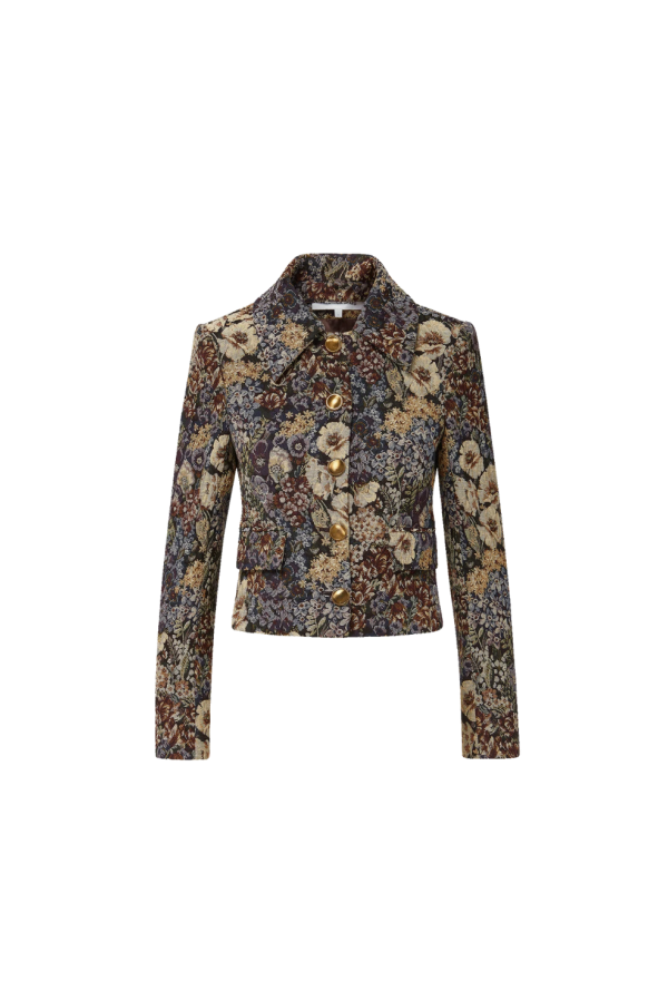 Veronica Beard Wilde Brocade Jacket - Dark Eggplant Multi