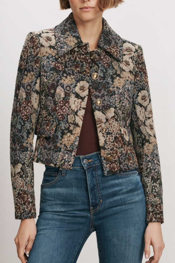 Veronica Beard Wilde Brocade Jacket - Dark Eggplant Multi