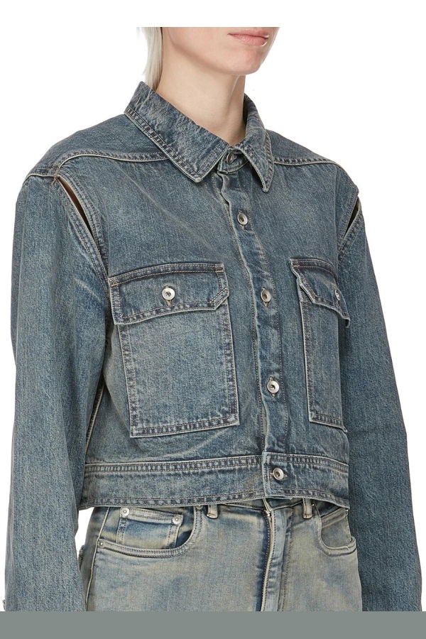 Rick Owens Cape Sleeve Cropped Outershirt - Mineral Indigo