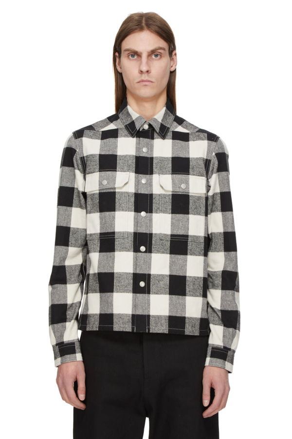 Rick Owens Cropped Outershirt - Black Plaid