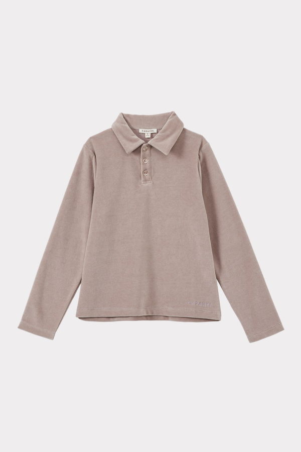 KIDS Caramel Tobias Cotton Velour Long Sleeve Top