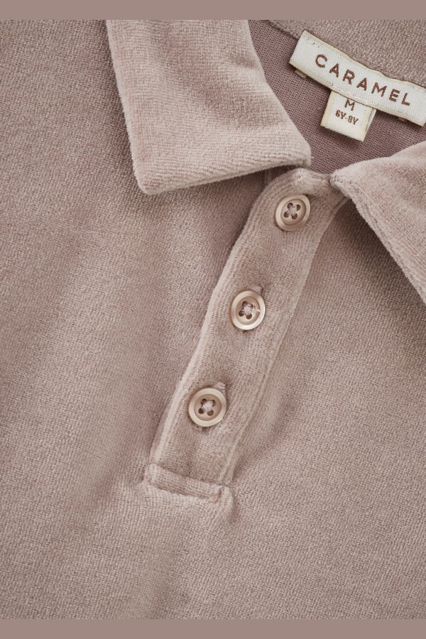 KIDS Caramel Tobias Cotton Velour Long Sleeve Top