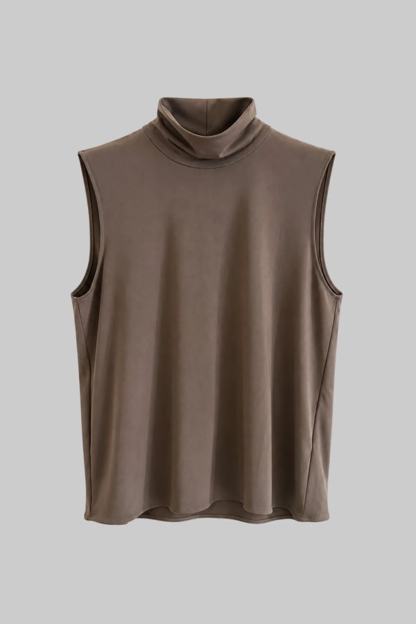 Meg Movement Sleeveless Turtleneck Top - Taupe