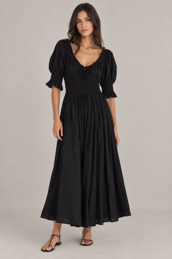 DÔEN Ischia Poplin Dress - Black