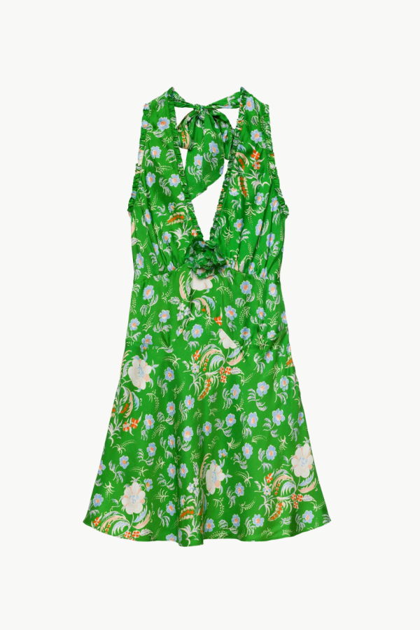 DÔEN Mazarin Mini Dress - Emerald Hollyhock Hills