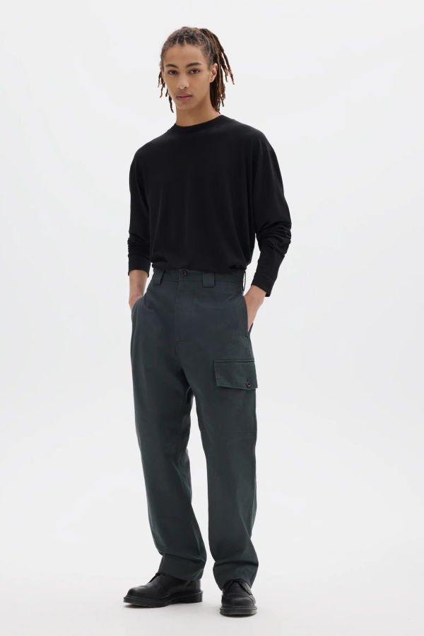 Margaret Howell Single Pocket Cargo Trousers in Soft Cotton Drill