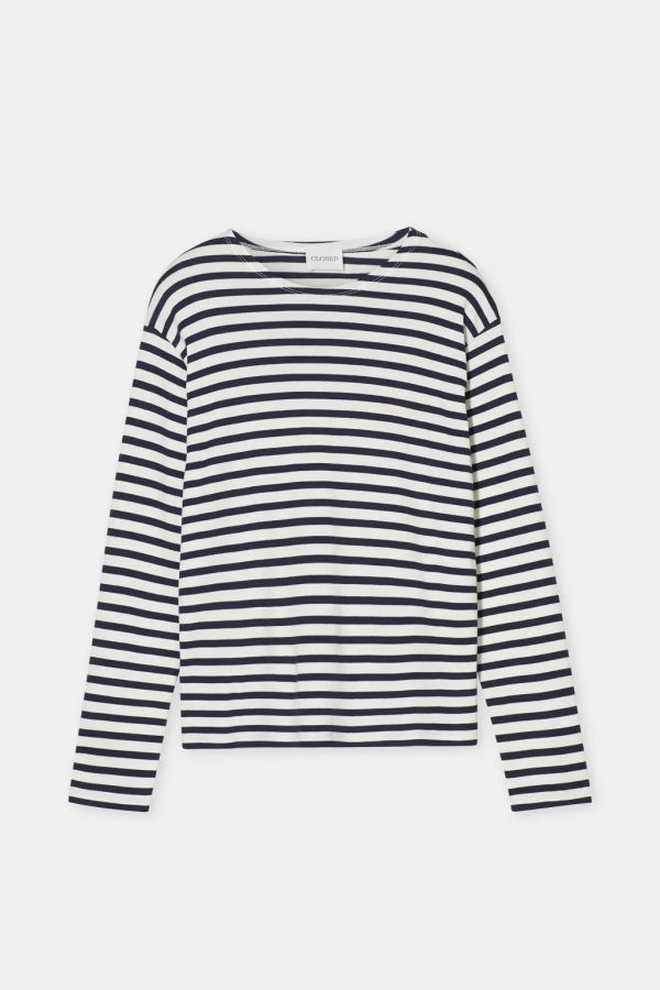 Closed Striped Cotton Long-Sleeve Top - Dark Night