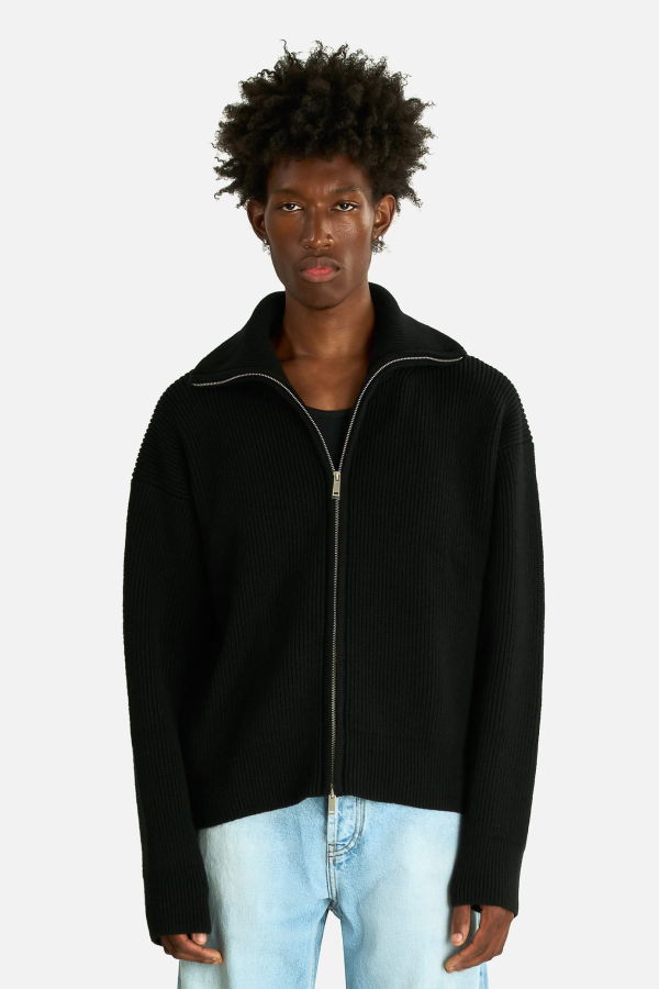 Studio Nicholson Zip-Through Ribbed Jumper