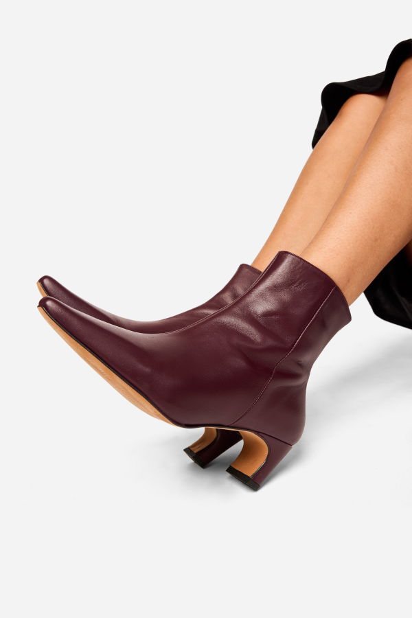 "INTENTIONALLY __________." LEXI KITTEN HEEL ANKLE BOOT - OATMILK/BLACK