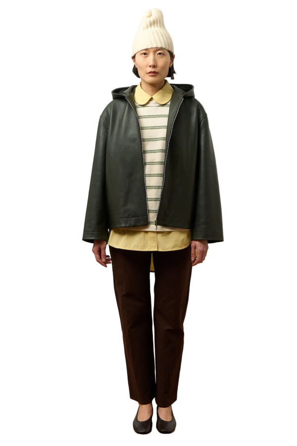 CAWLEY STUDIO Waxy Zip-Up Hoodie - Olive