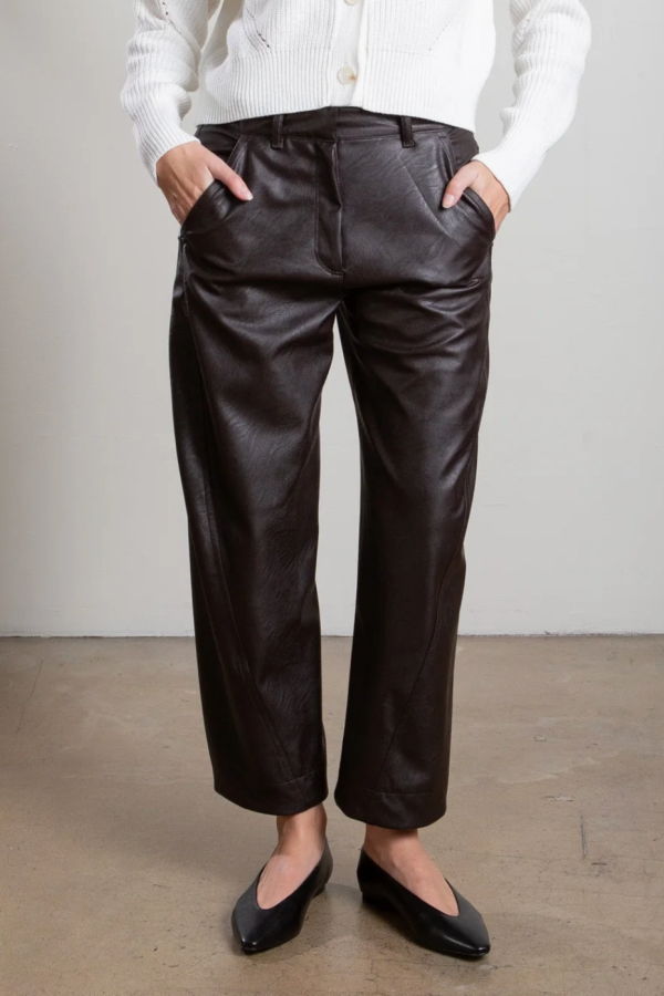 Pharaoh Joss Barrel Pant in Pebble Leather - Espresso