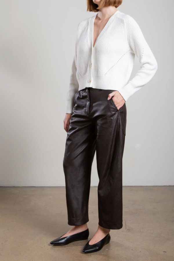 Pharaoh Joss Barrel Pant in Pebble Leather - Espresso
