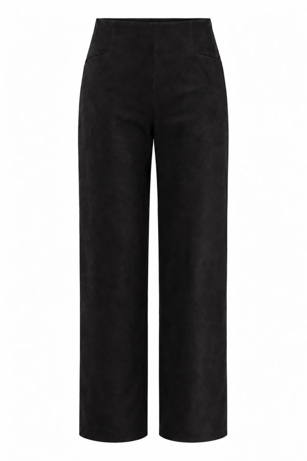 Meg Long Odette Pant - Black Suede