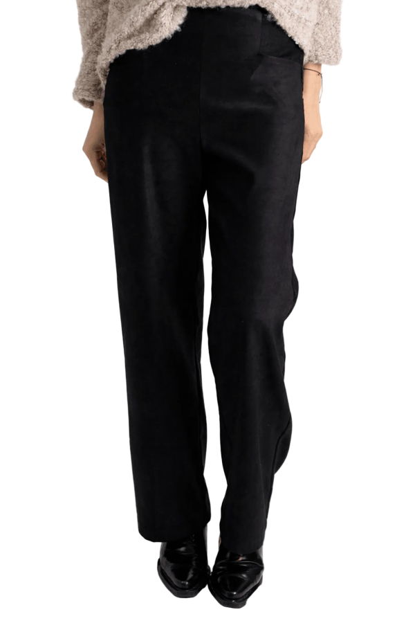 Meg Long Odette Pant - Black Suede