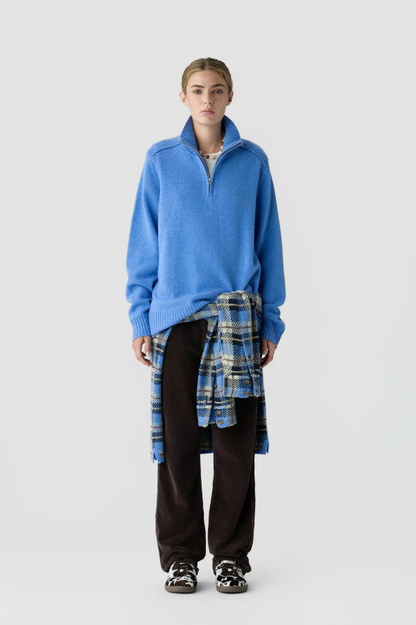 Guest in Residence Half Zip Turtleneck Sweater - Delft Blue