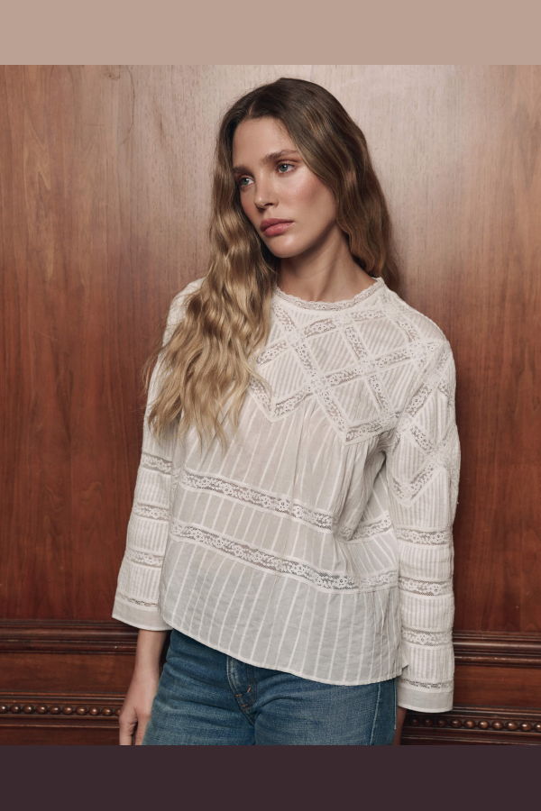 The Great. Lattice Lace Victorian Top
