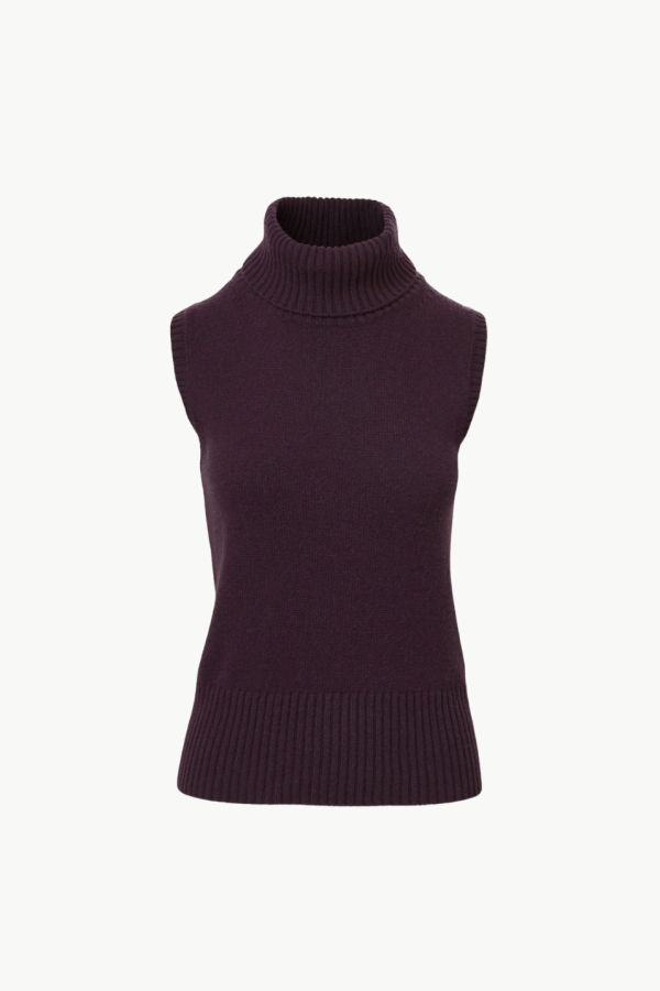 Veronica Beard Mazzy Cashmere Sleeveless Sweater - Dark Eggplant