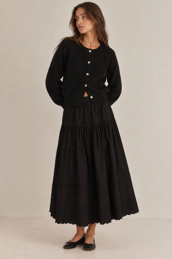 DÔEN Petra Pointelle Cardigan - Black