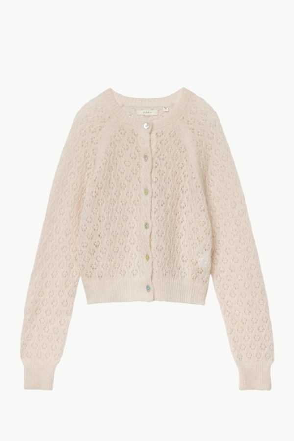 DÔEN Petra Pointelle Cardigan - Heather Dogwood