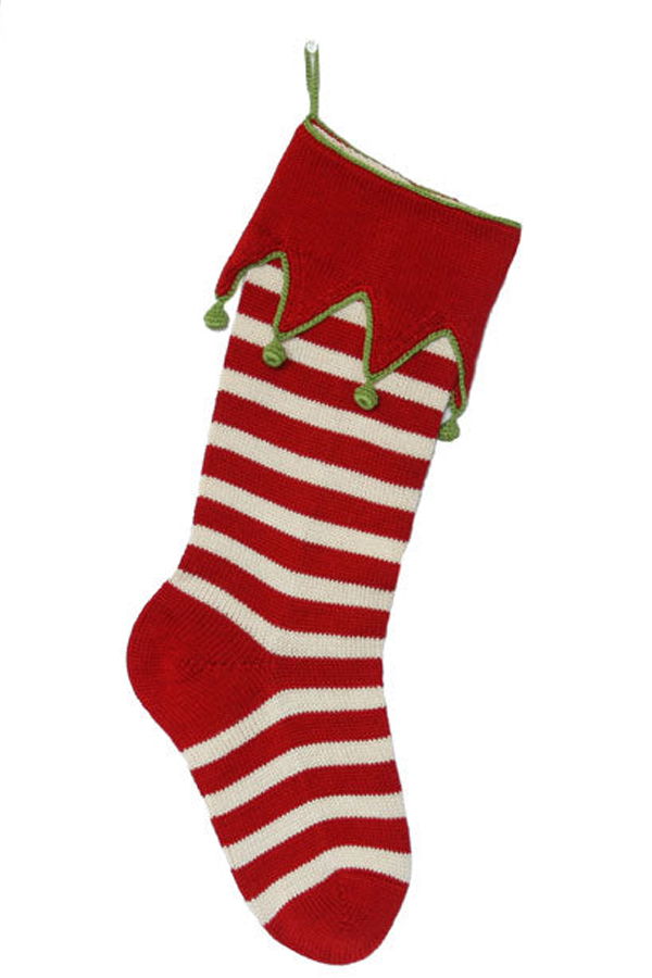 Melange Collection Elf-Cuff Striped Stocking