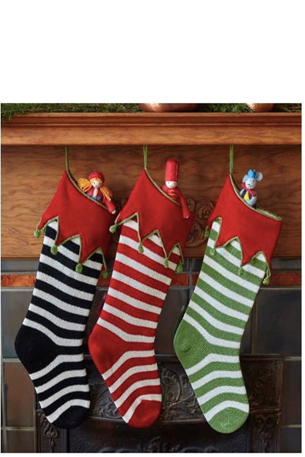 Melange Collection Elf-Cuff Striped Stocking