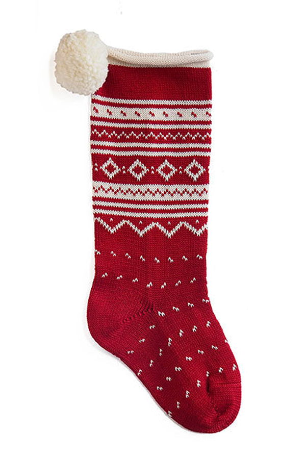 Melange Collection Nordic Roll Cuff Stocking - Red