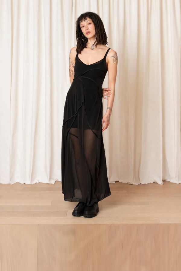 Ali Golden Open Seamed Dress
