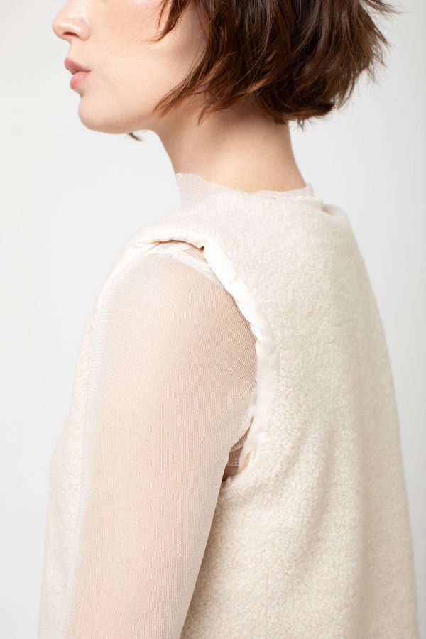 Sula Clothing LTD. Slash Neck Tee Silk Tulle - Eggnog