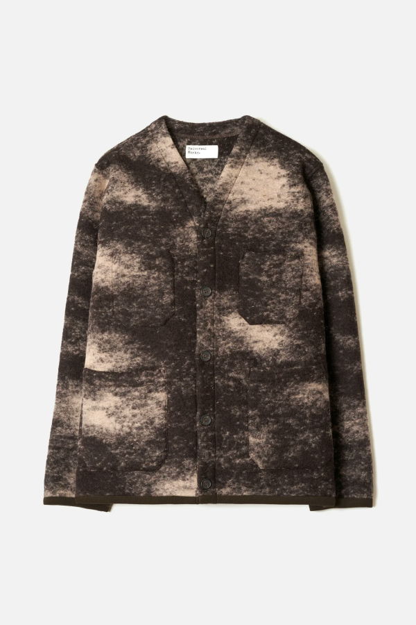 Universal Works Knit Cardigan - Brown Cloud Camo