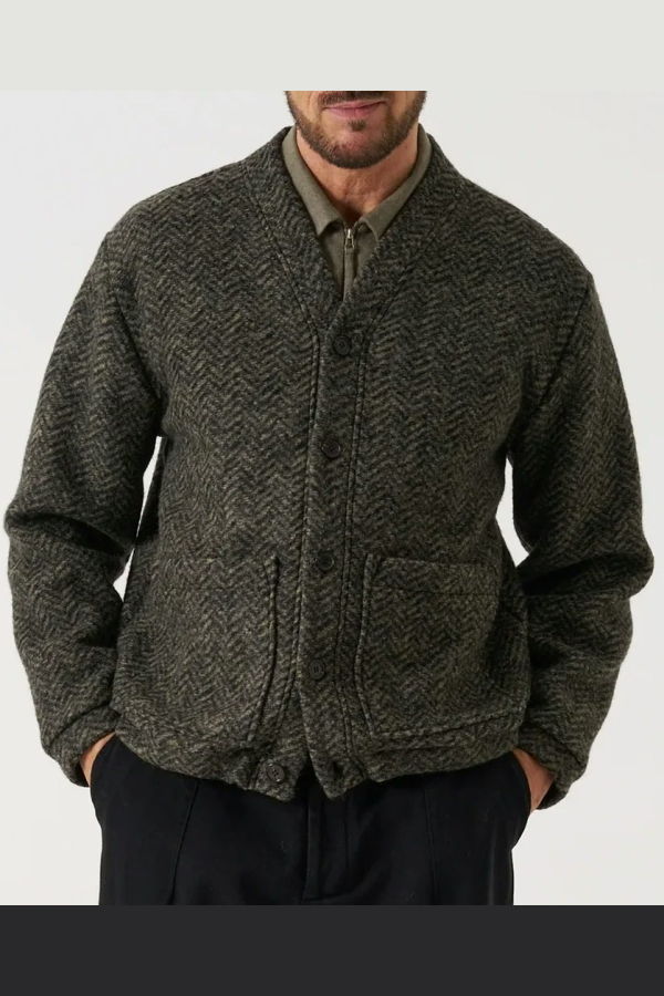 Universal Works Raven Fleece Advance Cardigan - Olive