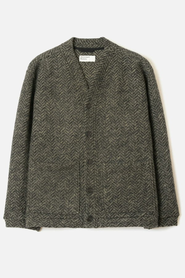 Universal Works Raven Fleece Advance Cardigan - Olive