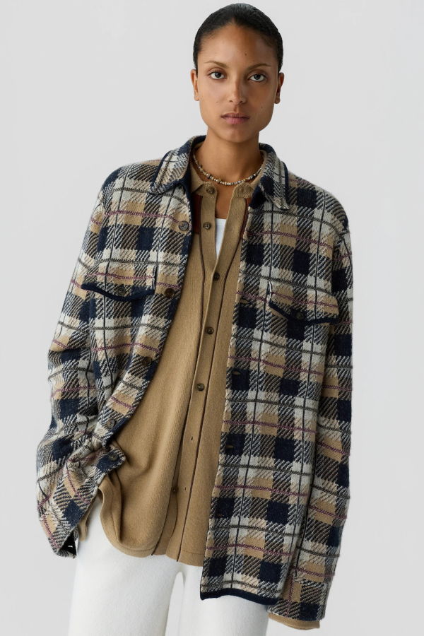 Guest in Residence Plaid Work Shirt - Camel Combo